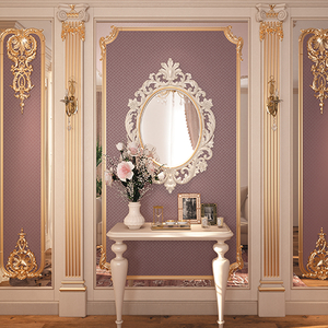 Double wood frame wall decor with acanthus leaves Classical style